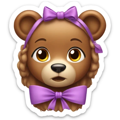 Female bear with a bow sticker