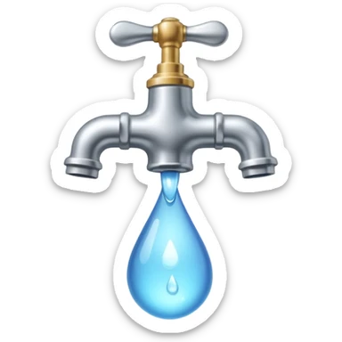a faucet with a water droplet at the end sticker