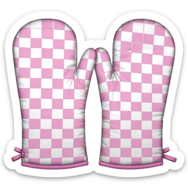 pink gingham oven mitts sticker