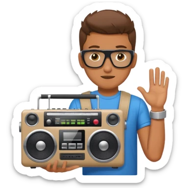 Man holding a boombox sticker