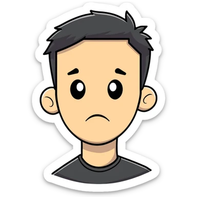 a man with a troubled look on his face, cartoonish sticker style sticker