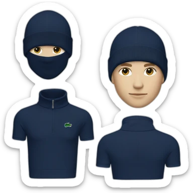 white boy lacoste balaclava with lacoste sticker