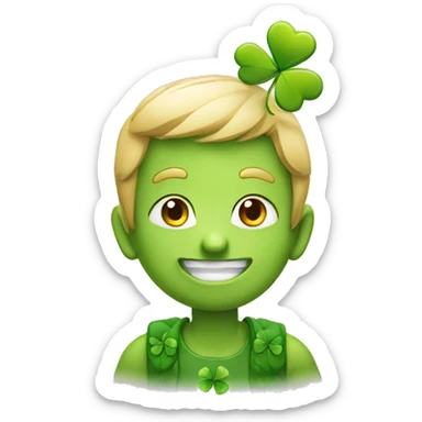 Mischievous farfadet with a four-leaf clover sticker