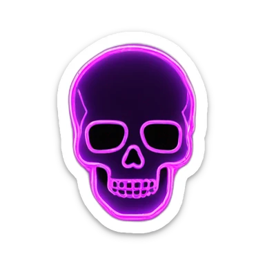 skull shape neon sign style sticker