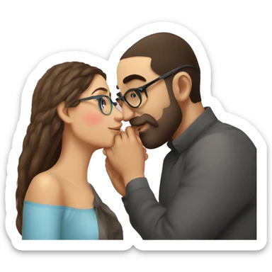 Armenian guy kisses Russian red had girl in glasses sticker