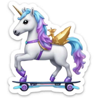 Unicornio con corona y patines sticker
