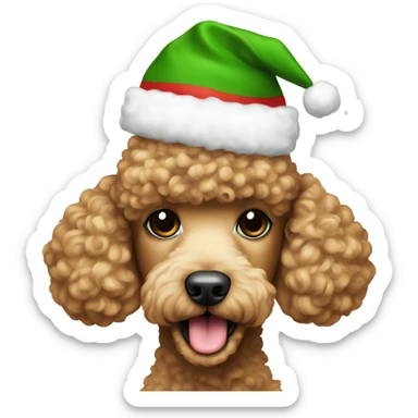 Soy poodle with christmas sticker