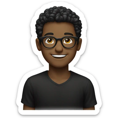 grinning boys in black shirts wearing black retro eyeglasses  sticker