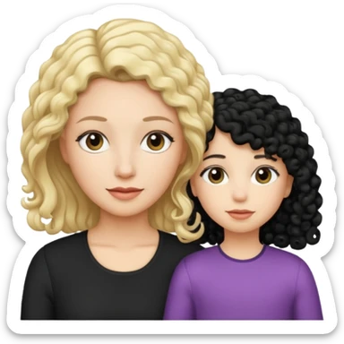 no make the mother have straight blond hair and daughter black culry haikr sticker