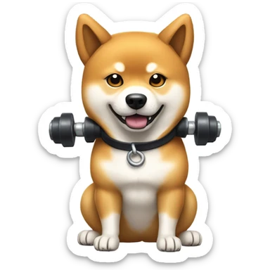 Shiba Inu lifting weights sticker