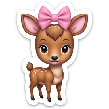 Baby deer either pink bow sticker