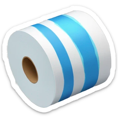 toiletpaper roll with a blue stripe on the top and one on the bottom the middle part is white and in the middle is a blue star sticker