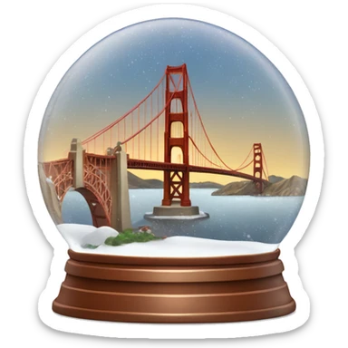 golden gate bridge snow globe, 4k, no background sticker