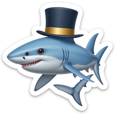 blue shark wearing a fancy top hat sticker