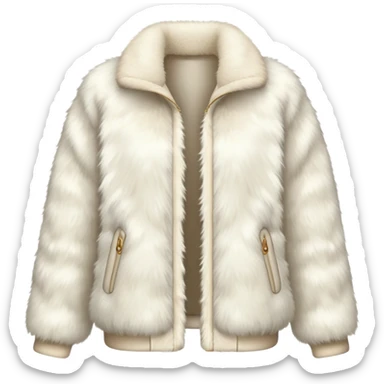 Realistic ivory faux fur jacket sticker