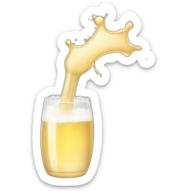 an  open Champagne bottle popping and dripping from the top with foam sticker