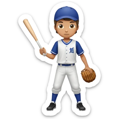 Japanese high school boy in gym uniform playing baseball sticker