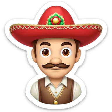 mexican mario bros with a red sombrero  sticker