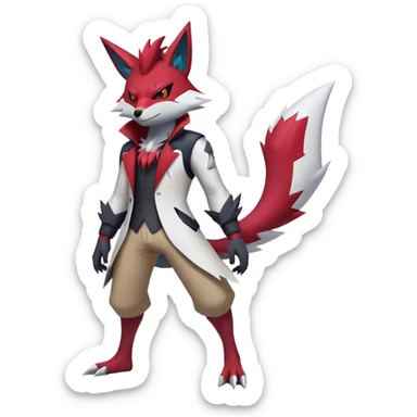 Edgy Cool Beautiful Zangoose-Zoroark, full body sticker