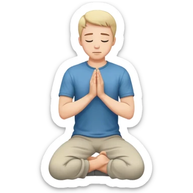 a white man kneeling with hands in prayer  sticker