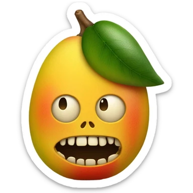 Mango with skull face and mewing balkian stare sticker