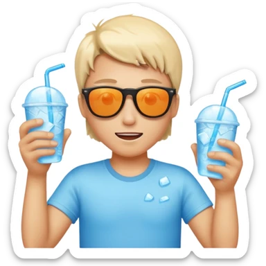 extremely hot summer day, 40 degrees Celsius, sweating, sun, sunglasses, ice, hot weather vibes sticker