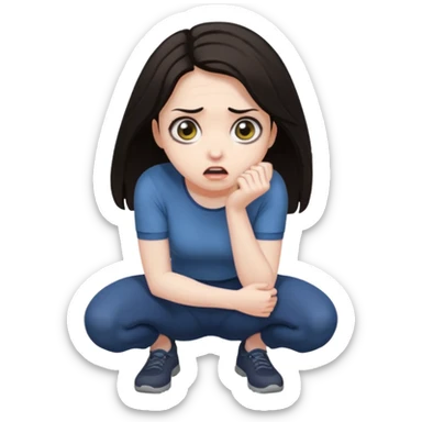 frightened woman crouching sticker