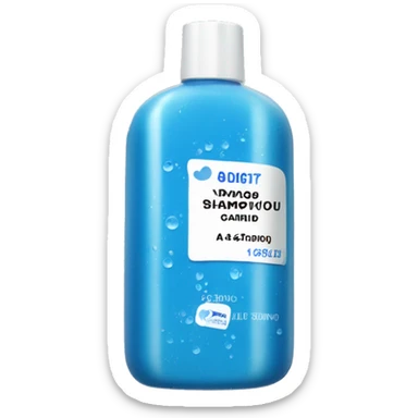 Blue Shampoo with a label that says Dandruff sticker