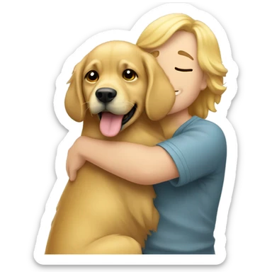Human hugging golden retrever sticker