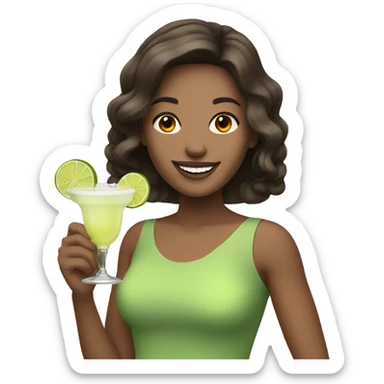 Pale brunette holding margarita smiling  sticker