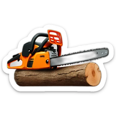 chain saw cuttin wood sticker