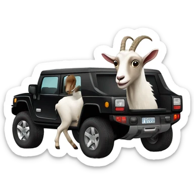 Goat driving a 2024 hummer sticker