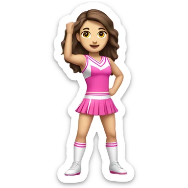 Brunette Caucasian cheerleader in pink, full body sticker
