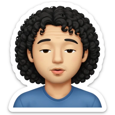 a handsome man with black curly hair tries to kiss sticker