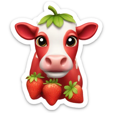 Cute strawberry cow sticker