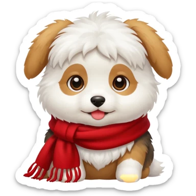 baby dog wears red scarf  sticker