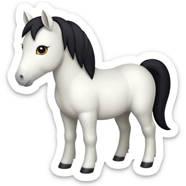 White my little pony on all fours with black hair and brown eyes  sticker