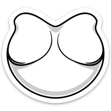 playful cartoon style, abstract and silly representation of boobs, using shapes and colors, non-explicit sticker