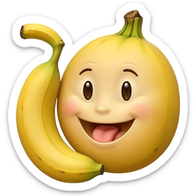 a yellow smiley face sucking a banana sticker