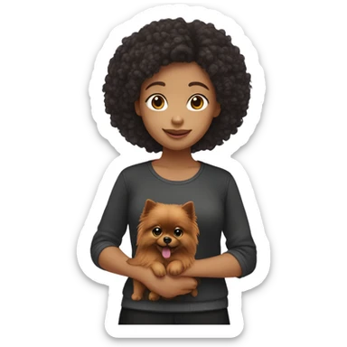 Red-Haired-light-skinned-girl-petting-black-pomeranian-dog sticker