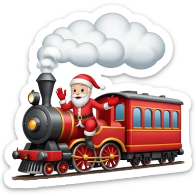 treno com varios vagoes de natal com papai noel  sticker