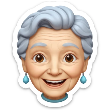 Happy Granny face 3d sticker