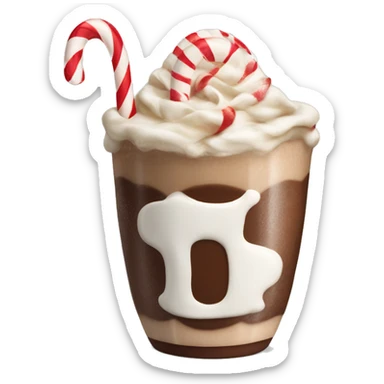 Mocha with cream and candy canes  sticker