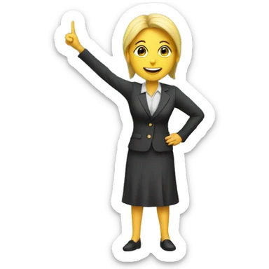 A teacher in front of a greenboard teaching sticker