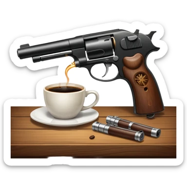 Coffee and pistol sticker