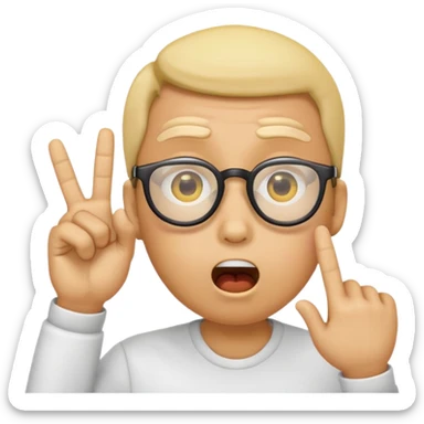 Generate a emoji head base with a shocked expression with a finger pushing the glasses down a little bit sticker