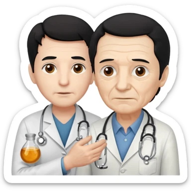 doctor black hair attending to a old man  sticker