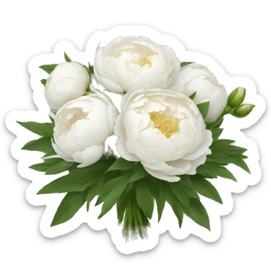 White peonies bouquet  sticker