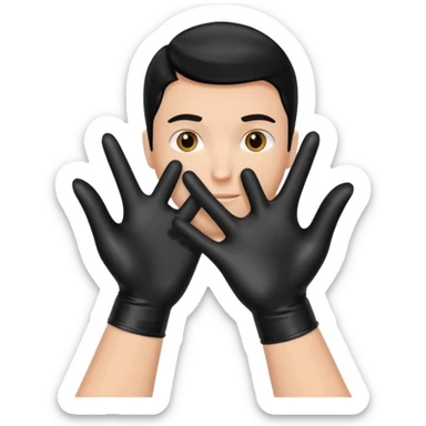 shiny black latex gloves on male hands sticker