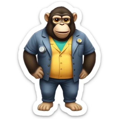 Cute Scientist fat chimp full body sticker